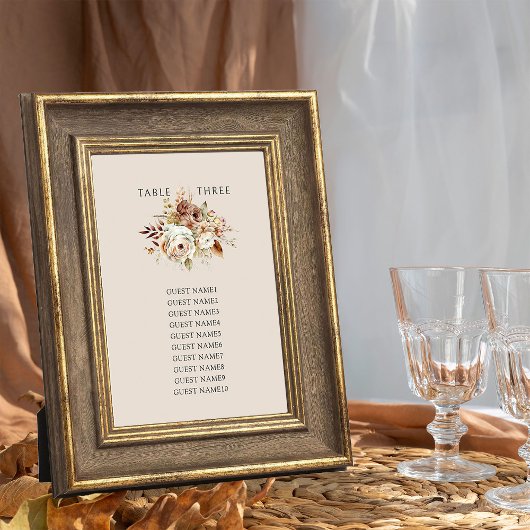 Rustikale Blumenkarte für Hochzeitssitzkarten