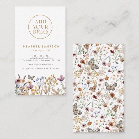 Rustikale Blumenkarte Visitenkarte (Vorne/Hinten)
