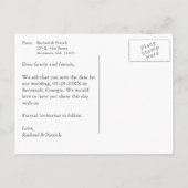 Rustikale Blumenkhalkartonhochzeit rettet das Datu Ankündigungspostkarte (Rückseite)