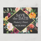 Rustikale Blumenkhalkartonhochzeit rettet das Datu Ankündigungspostkarte (Vorderseite)