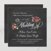 Rustikale Blumenkhalkboard Hochzeitseinladungen Einladung (Vorne/Hinten)