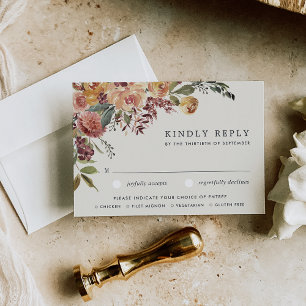 Rustikale Blumenküche Wahl zum Hochzeitsessen RSVP Karte