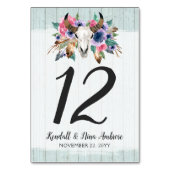 Rustikale Blumenkuh Skull Boho Hochzeitsstimmung T Tischnummer (Rückseite)