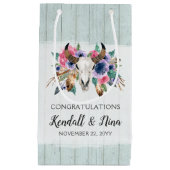 Rustikale Blumenkuh Skull Boho Wasserfarbenhochzei Kleine Geschenktüte (Vorderseite)