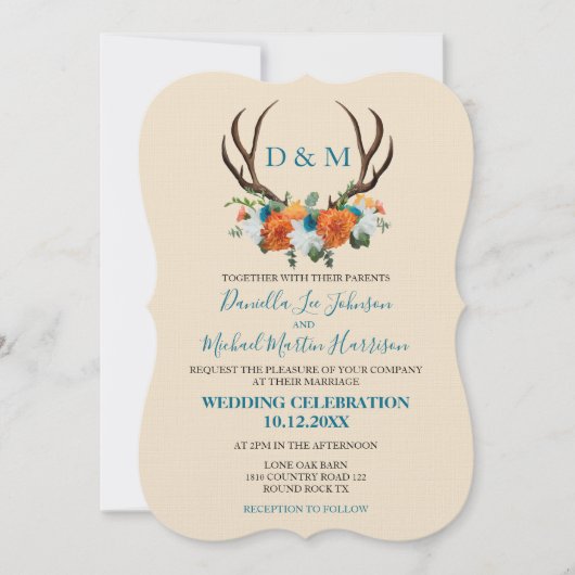 Rustikale Blumenläden BOHO Einladung zur Hochzeit (Vorderseite)