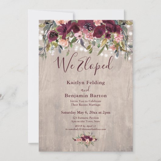 Rustikale Blumenlampen, die wir nur Empfang gegoss Einladung (Vorderseite)