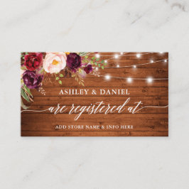 Rustikale Blumenlampen Kalligrafie-Hochzeitregiste Begleitkarte