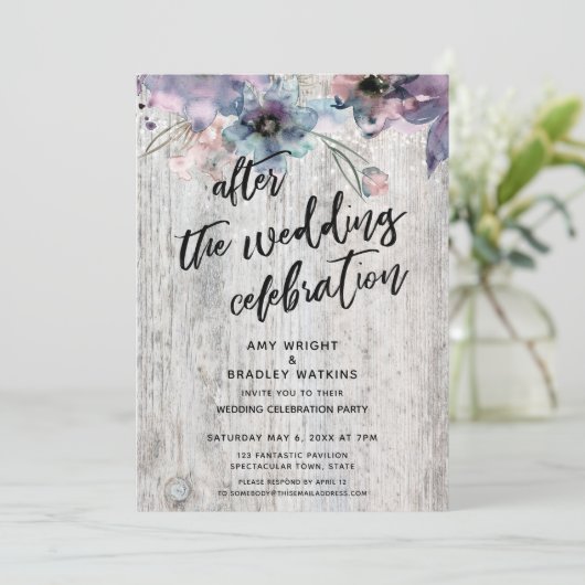 Rustikale Blumenlampen nach Hochzeitsfeier Einladung (Stehend Vorderseite)