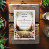 Rustikale Blumenlandschaft Hochzeit Einladung