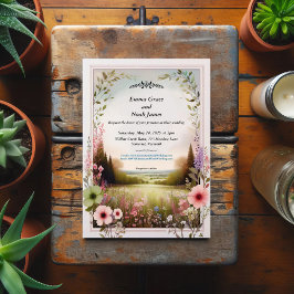 Rustikale Blumenlandschaft Hochzeit Einladung