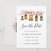 Rustikale Blumenlaternen-Hochzeit Save the Date (Vorne/Hinten)