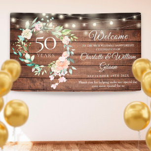 Rustikale Blumenlichter 50. Jubiläumsbegrüßung Banner