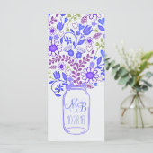 rustikale Blumenmason Glas Blau Hochzeitsfeiern Programm (Stehend Vorderseite)