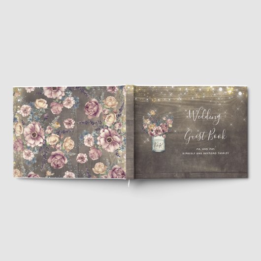 Rustikale Blumenmason Jar Barn Wedding Gästebuch (Voll)