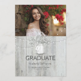 Rustikale Blumenmason Jar Foto Graduation Party Einladung