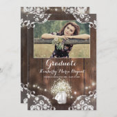 Rustikale Blumenmason Jar Foto Graduation Party Einladung (Vorne/Hinten)