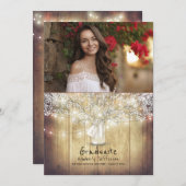 Rustikale Blumenmason Jar Foto Graduation Party Einladung (Vorne/Hinten)