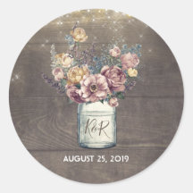 Rustikale Blumenmason Jar Gold und Mauve Wedding
