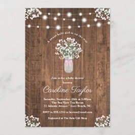 Rustikale Blumenmason Jar Lights Baby Girl Dusche Einladung