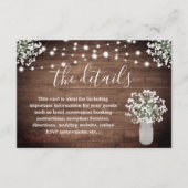 Rustikale Blumenmason Jar Lights Hochzeitdetails Begleitkarte (Vorderseite)