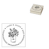 Rustikale Blumenmason Jar Mit Monogramm Rücksendea Gummistempel (Stempel)