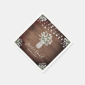 Rustikale Blumenmason Jar & String Lights Hochzeit Serviette (Ecke)