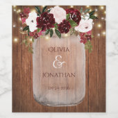 Rustikale Blumenmason Jar String Lights Hochzeit Weinetikett (Einzelnes Label)