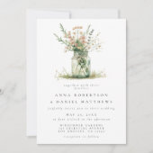 Rustikale Blumenmason Jar Wedding Einladung (Vorderseite)