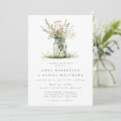 Rustikale Blumenmason Jar Wedding Einladung (Stehend Vorderseite)