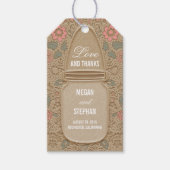 Rustikale Blumenmason Jar Wedding Geschenkanhänger (Vorderseite)