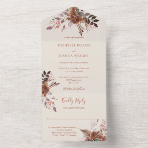 Rustikale Blumenmonogramm Herbst Hochzeit All In One Einladung