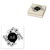 Rustikale Blumenmonogramm-Hochzeit Gummistempel (Stempel)
