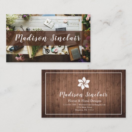 Rustikale Blumenmuster-Floristen-Visitenkarte Visitenkarte (Vorne/Hinten)