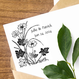 Rustikale Blumenpaare Hochzeit Datum Holzkunst Bri Gummistempel