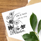 Rustikale Blumenpaare Hochzeit Datum Holzkunst Bri Gummistempel