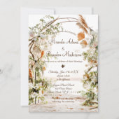 Rustikale Blumenpalme Arch Tropical Beach Hochzeit Einladung (Vorderseite)