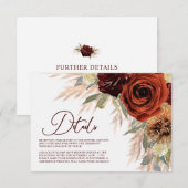 Rustikale Blumenpampas-Gras-Hochzeiten Details Begleitkarte (Vorne/Hinten)