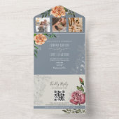 Rustikale Blumenpfirsichpfirsichpfirsichfarben Ros All In One Einladung (Innen Boden)