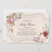 rustikale Blumenrahmen virtuelle Babydusche einlad (Vorderseite)