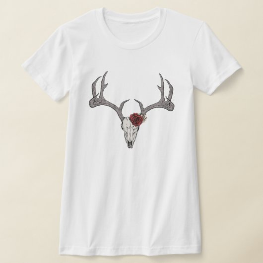 Rustikale Blumenrinder-Schädel-Antler T-Shirt (Ablage )
