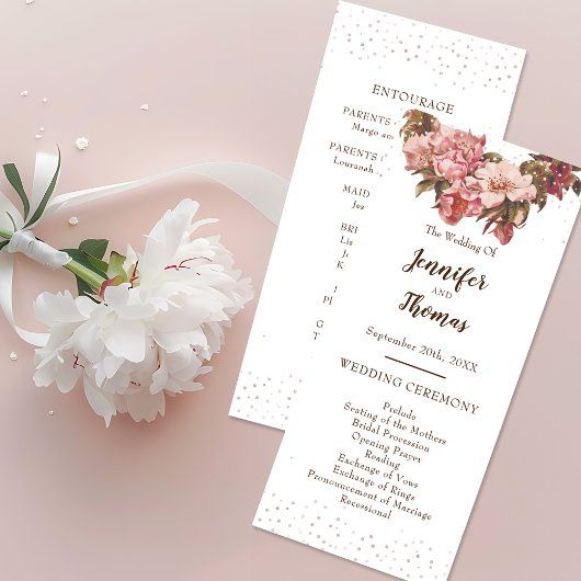 Rustikale Blumenrosa Hochzeit Programm