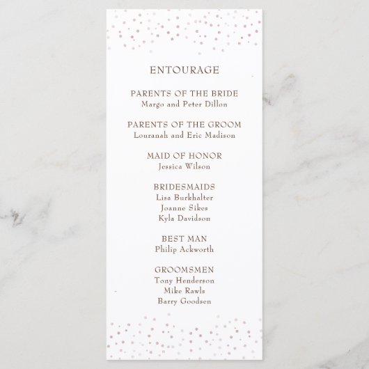 Rustikale Blumenrosa Hochzeit Programm (Rückseite)