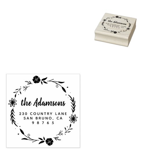Rustikale Blumenschreie Familienname Rücksendeadre Gummistempel (Stempel)