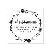 Rustikale Blumenschreie Familienname Rücksendeadre Gummistempel (Prägung)