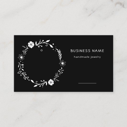 Rustikale Blumenschrift Black Earring Price-Tag Visitenkarte (Vorderseite)