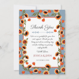 Rustikale, blumenskandinavische Volkshochzeit Insp Dankeskarte