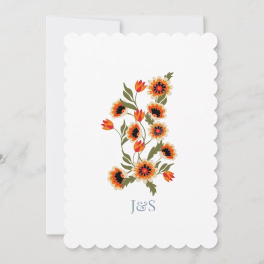 Rustikale, blumenskandinavische Volkshochzeit Insp Einladung (Rückseite)