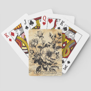 Rustikale Blumenskizze mit Kalligrafie - Alter (10 Spielkarten