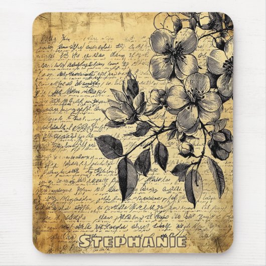 Rustikale Blumenskizze mit Kalligrafie - Alter (1) Mousepad (Vorne)