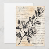 Rustikale Blumenskizze mit Kalligrafie - Alter (2) (Vorne/Hinten)